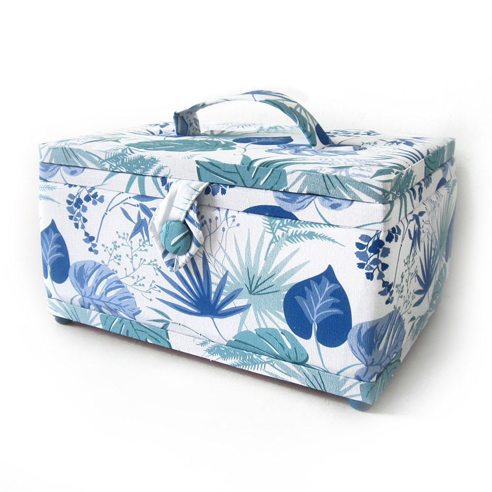 Vivace VIVACE Panier à couture moyen - Feuille bleue - 25 cm x 19 cm x 15 cm (10" x 7 1/2" x 5 3/4")
