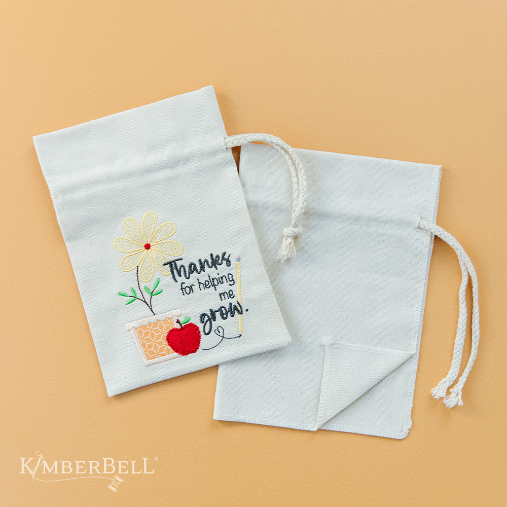 Kimberbell Sac à cordon en toile à personnaliser, lot de 2, beige