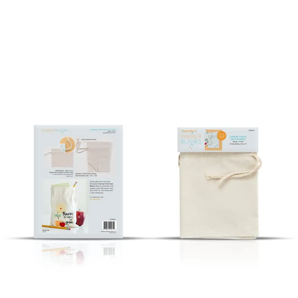 Kimberbell Canvas Cinch Sack Blank, Pack of 2, Beige
