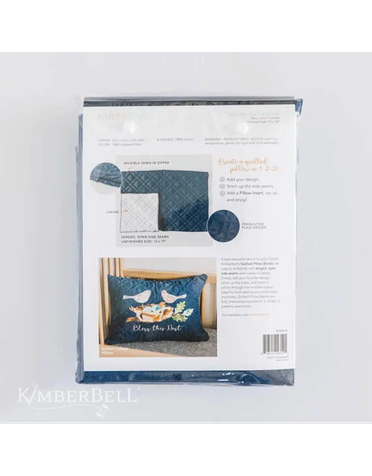Kimberbell Housse de coussin matelassée à personnaliser, lombaire, 12 x 18 po, lin bleu marin