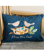 Kimberbell Housse de coussin matelassée à personnaliser, lombaire, 12 x 18 po, lin bleu marin