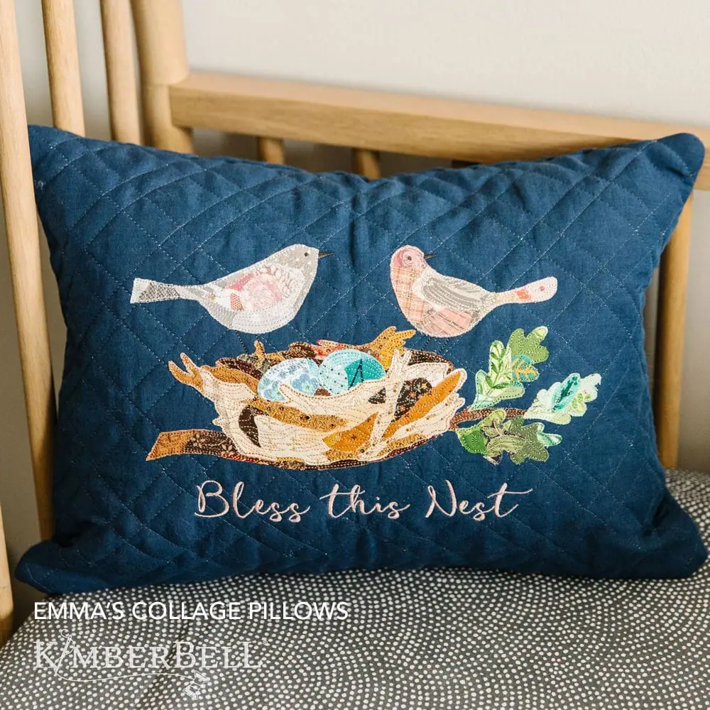 Kimberbell Housse de coussin matelassée à personnaliser, lombaire, 12 x 18 po, lin bleu marin