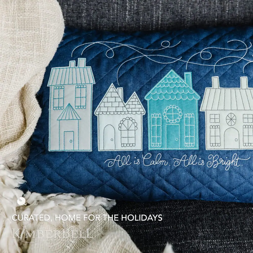 Kimberbell Quilted Pillow Cover Blank, Lumbar, 12 x 18″ Navy Linen