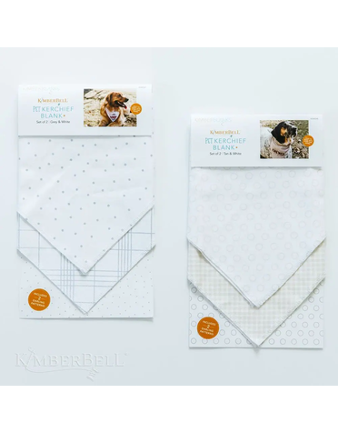 Kimberbell Pet kerchief blank, set of 2, gray & white