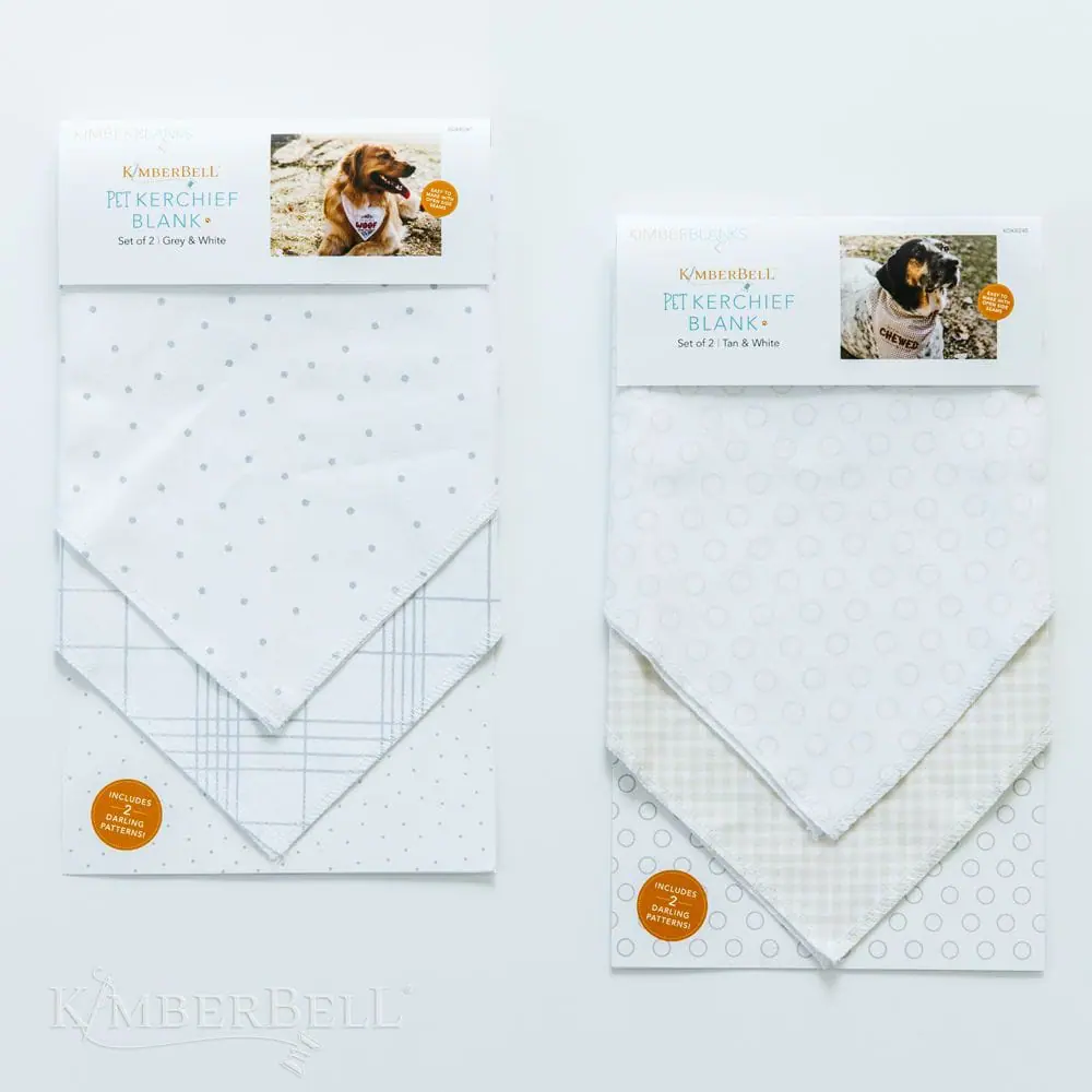 Kimberbell Pet kerchief blank, set of 2, tan & white