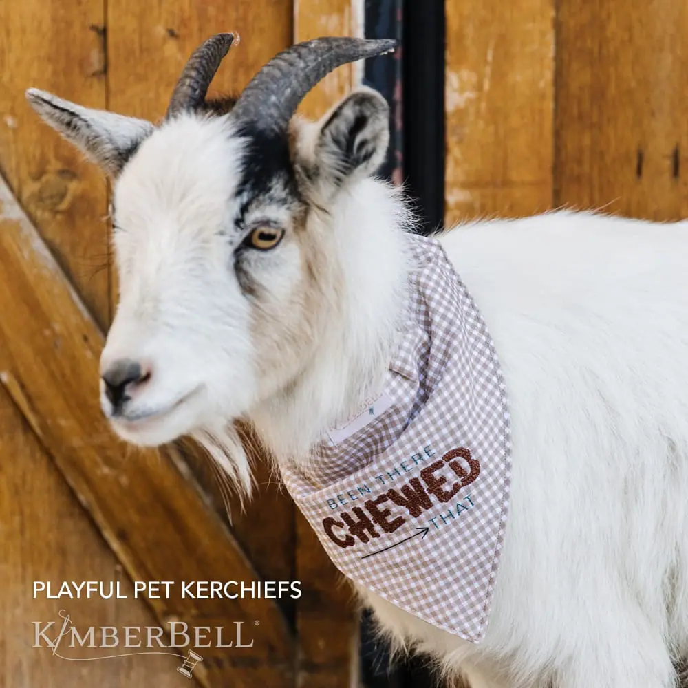 Kimberbell Pet kerchief blank, set of 2, tan & white