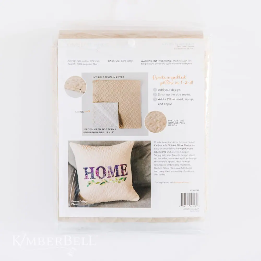 Kimberbell Housse de coussin matelassée à personnaliser, 18 x 18 po, lin sable