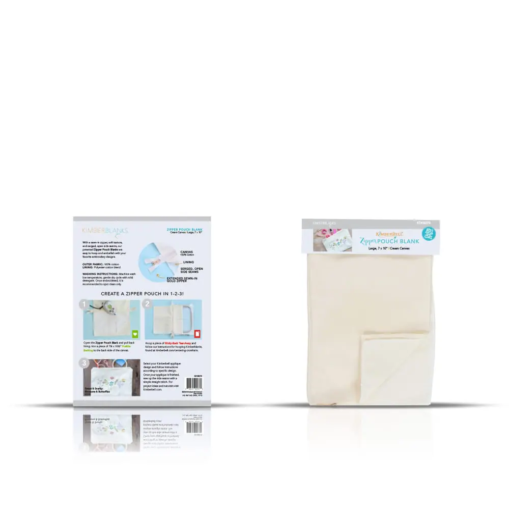Kimberbell Pochette zippée vierge à personnaliser, crème, grande taille