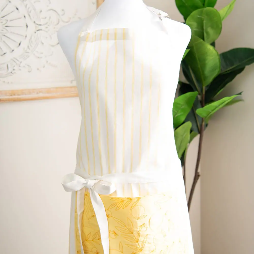 Kimberbell Tablier à personnaliser à fines rayures, jaune