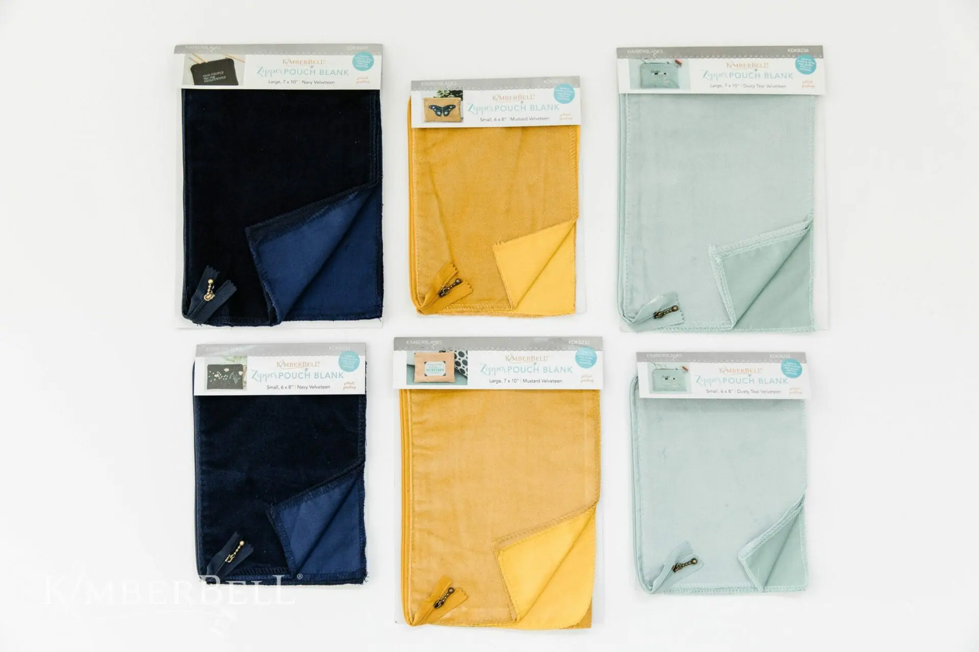Kimberbell Pochette zippée en velours à personnaliser, petit 6×8″, moutarde