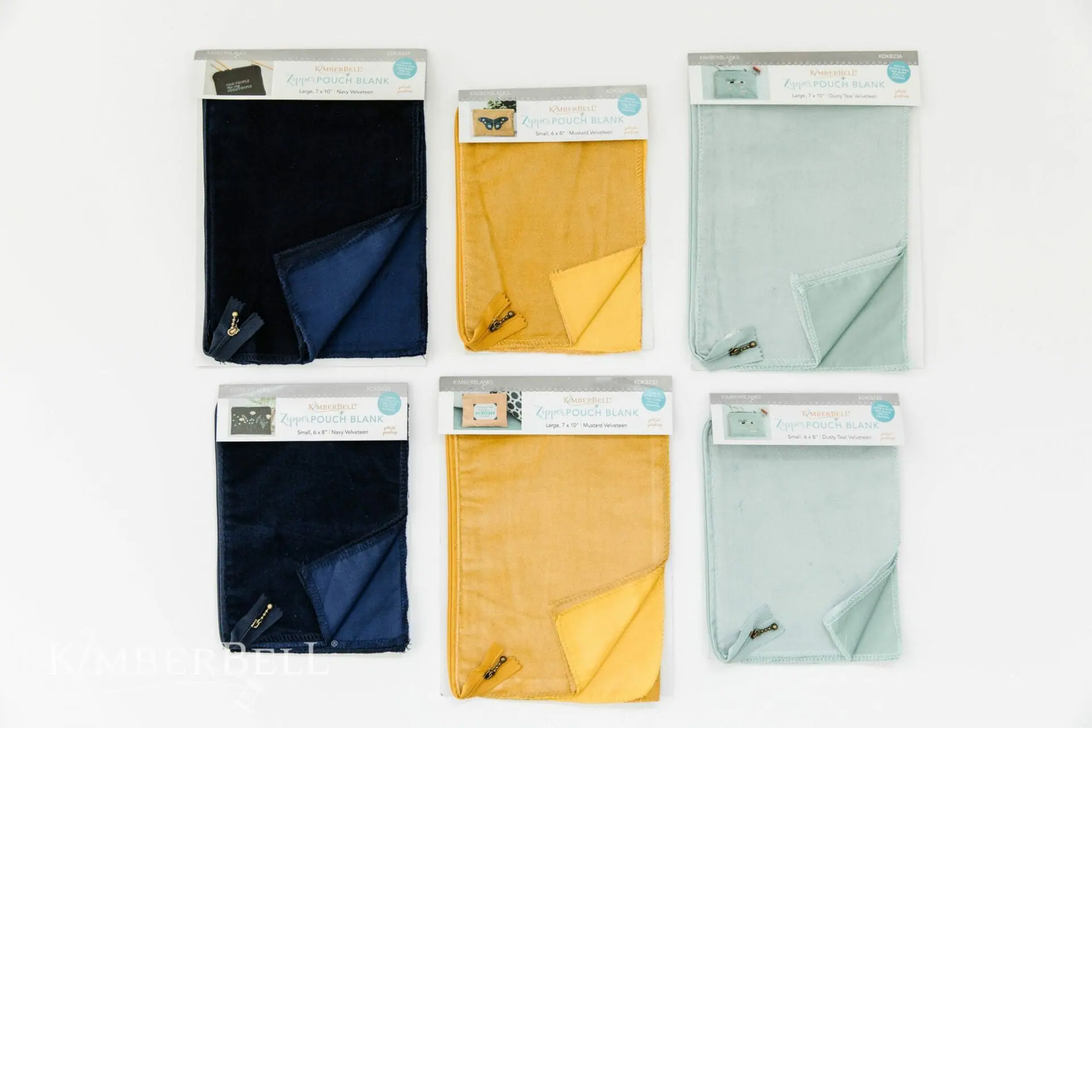 Kimberbell Velveteen zipper pouch blank, large 7x10'', dusty teal