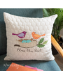 Kimberbell Quilted pillow cover blank, square, 19 x 19″ oat linen, hexagon quilting