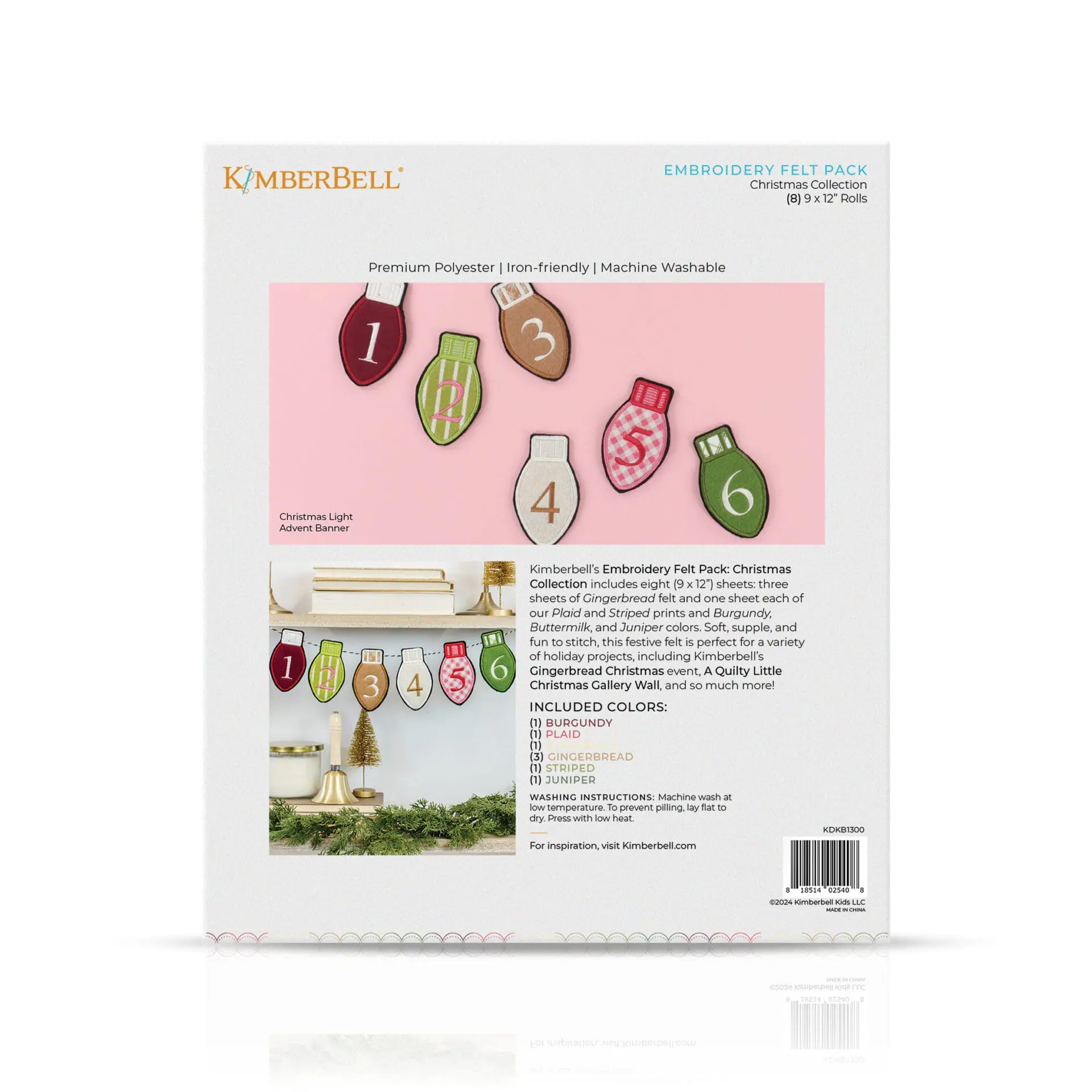 Kimberbell Ensemble de feutres à broder, collection Noël