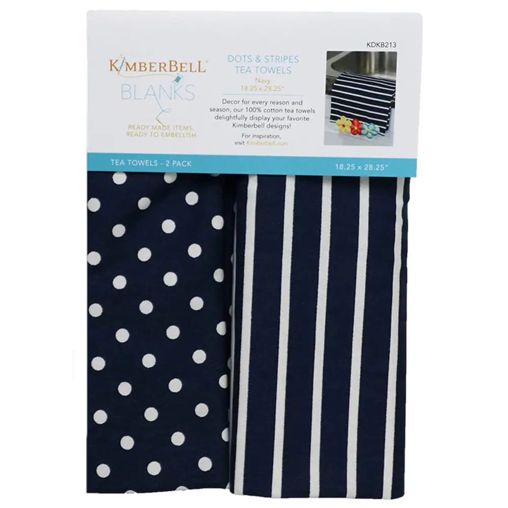 Kimberbell Dots & stripes tea towels, navy