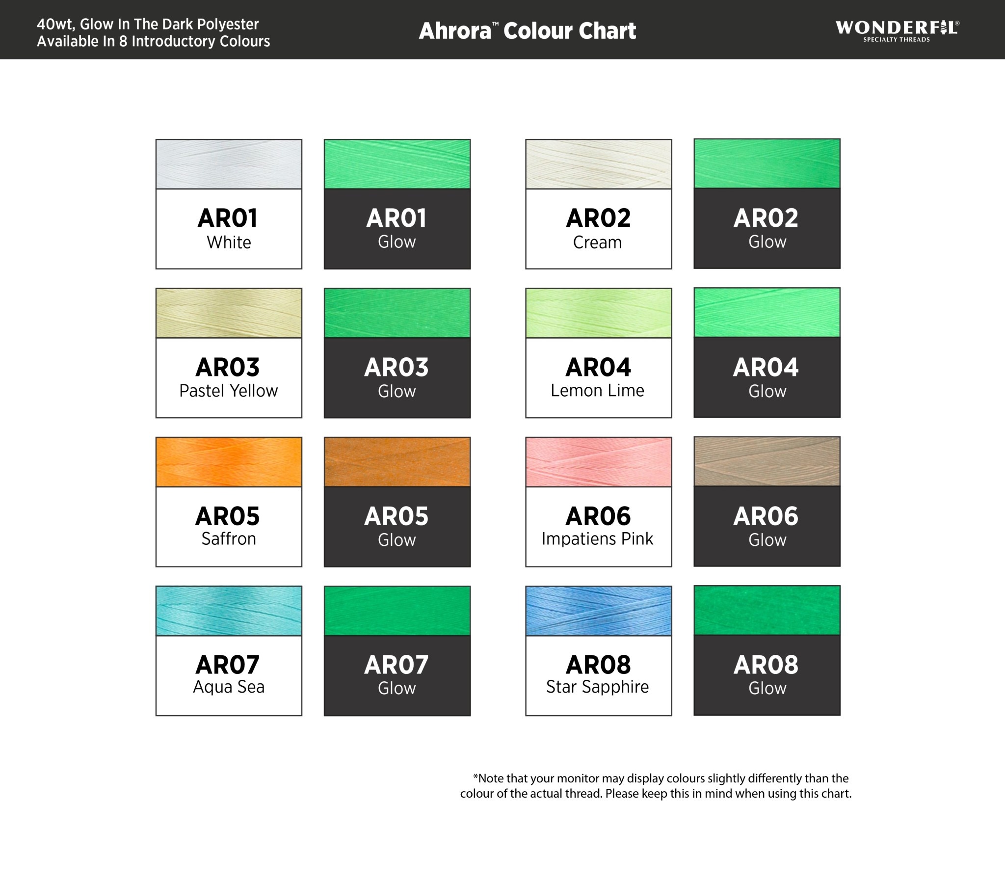 WonderFil Ahrora Ahrora complete thread collection 200m (8 bobbins)