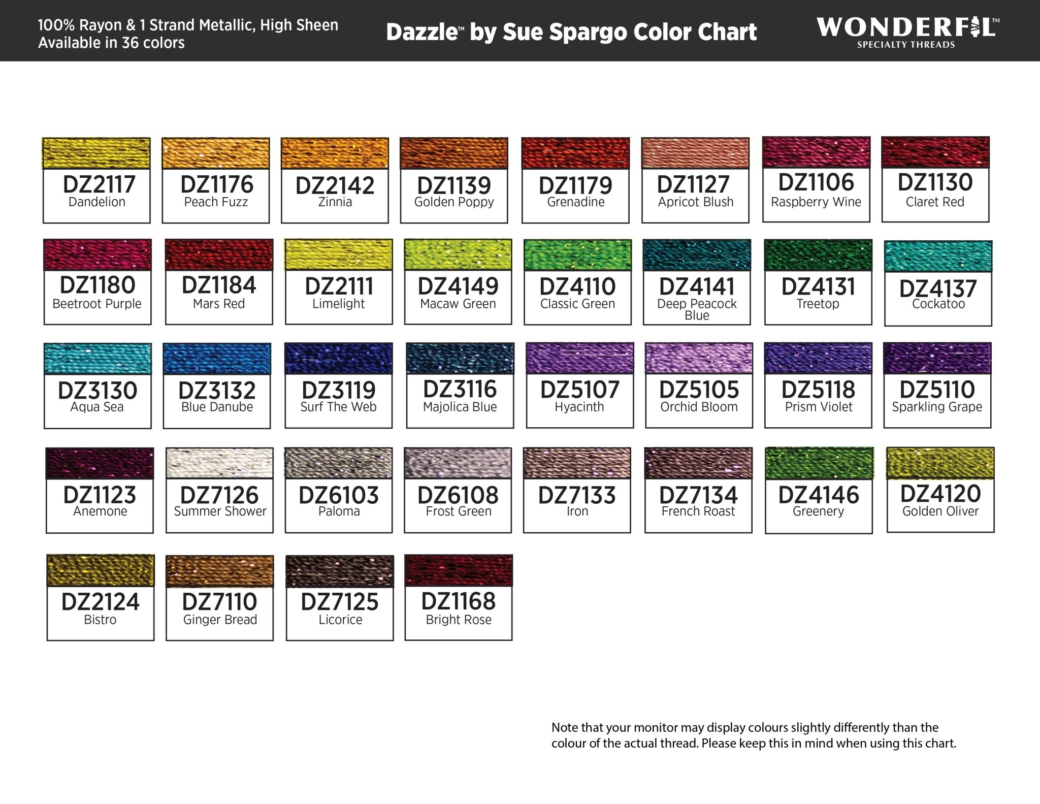 WonderFil Dazzle Fil métallique 8wt Dazzle Sue Spargo au choix 46m