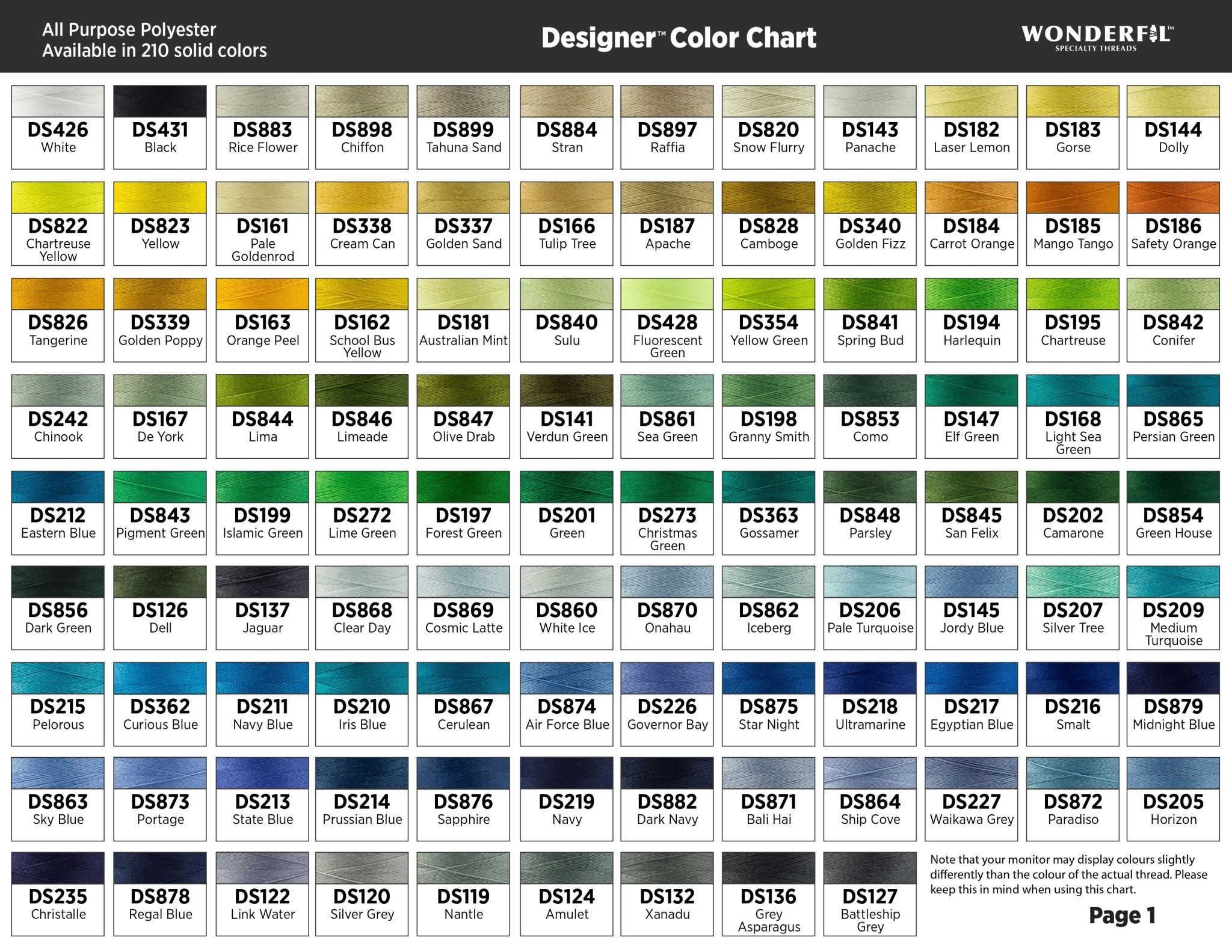 WonderFil Designer Fil polyester 40wt Designer au choix 1000m