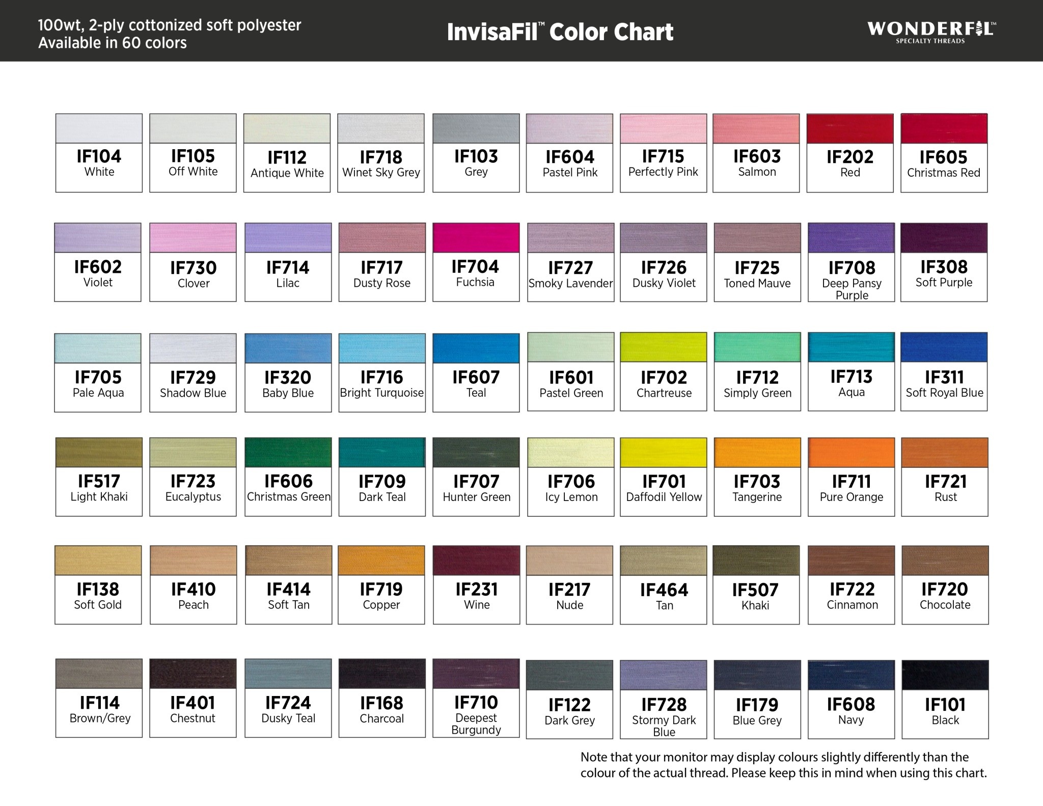 WonderFil InvisaFil InvisaFil polyester 100wt thread select your style