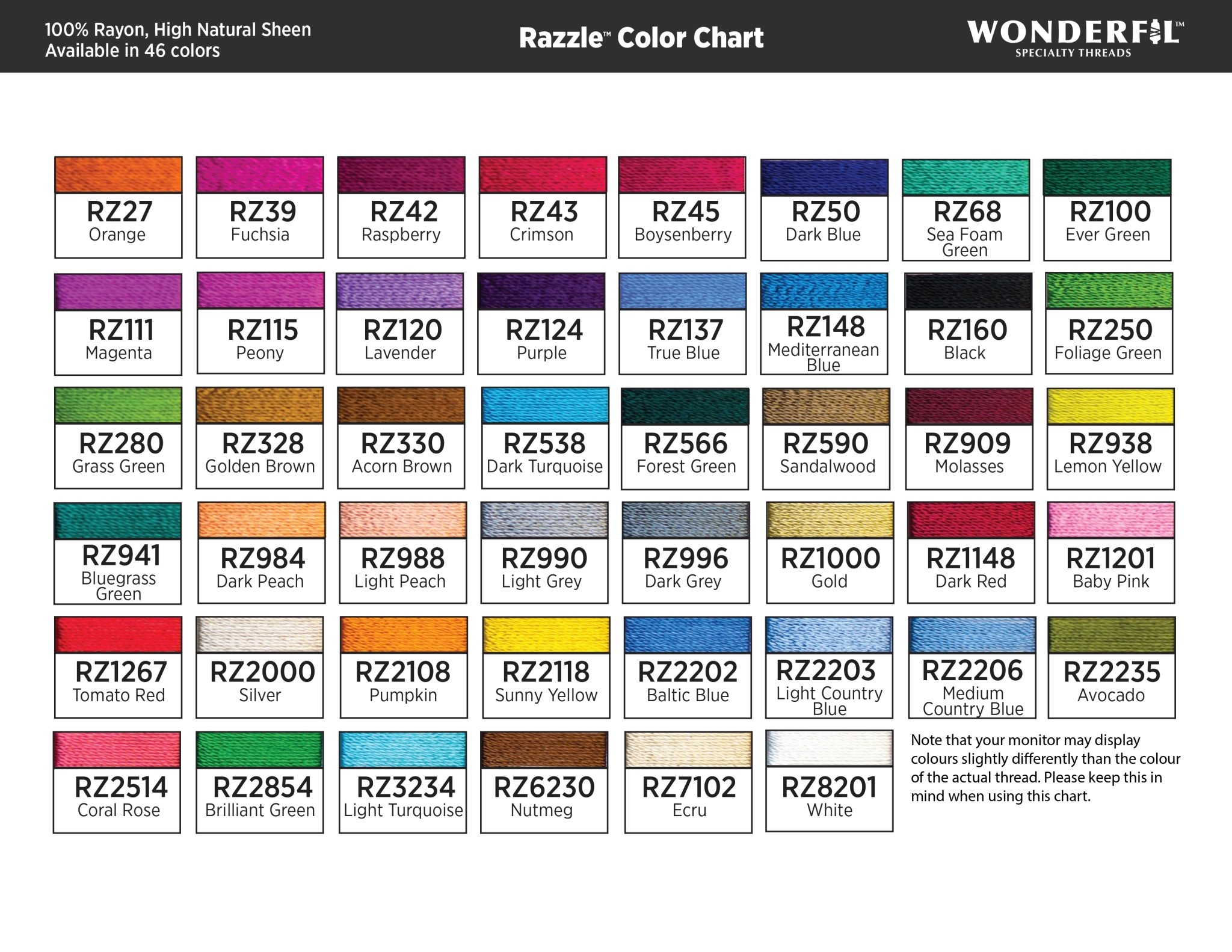 WonderFil Razzle Razzle rayon 8wt thread select your style 229m