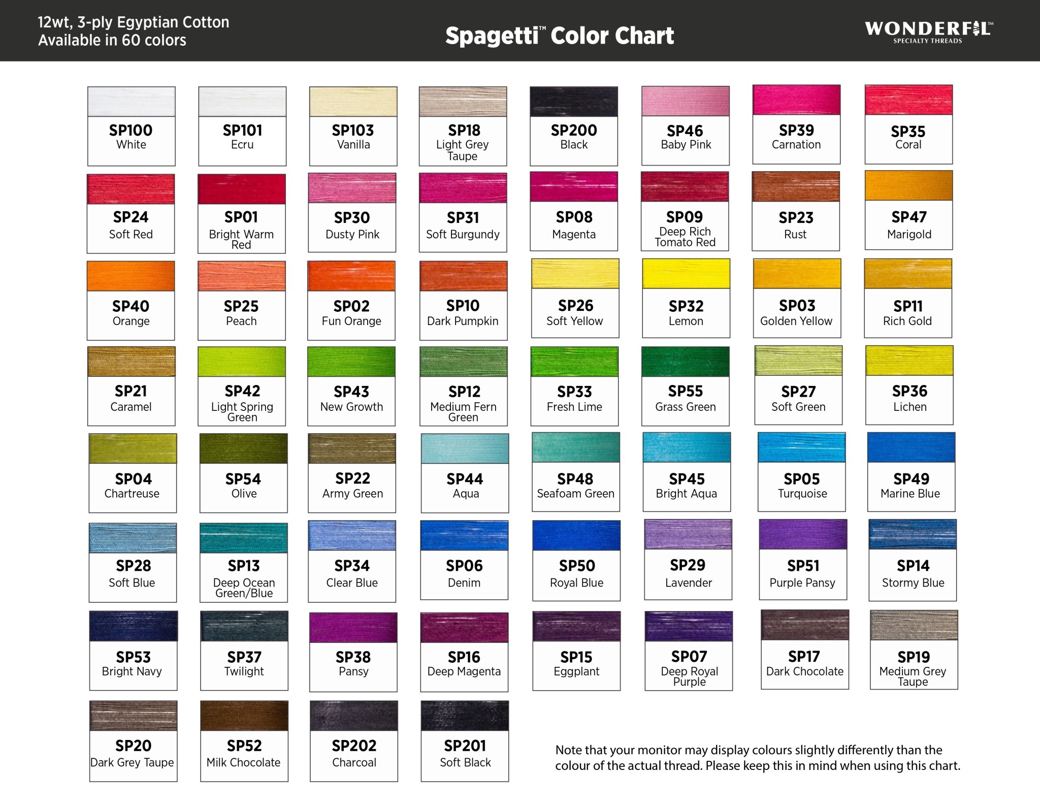 WonderFil Spagetti Spagetti cotton 12wt thread select your style