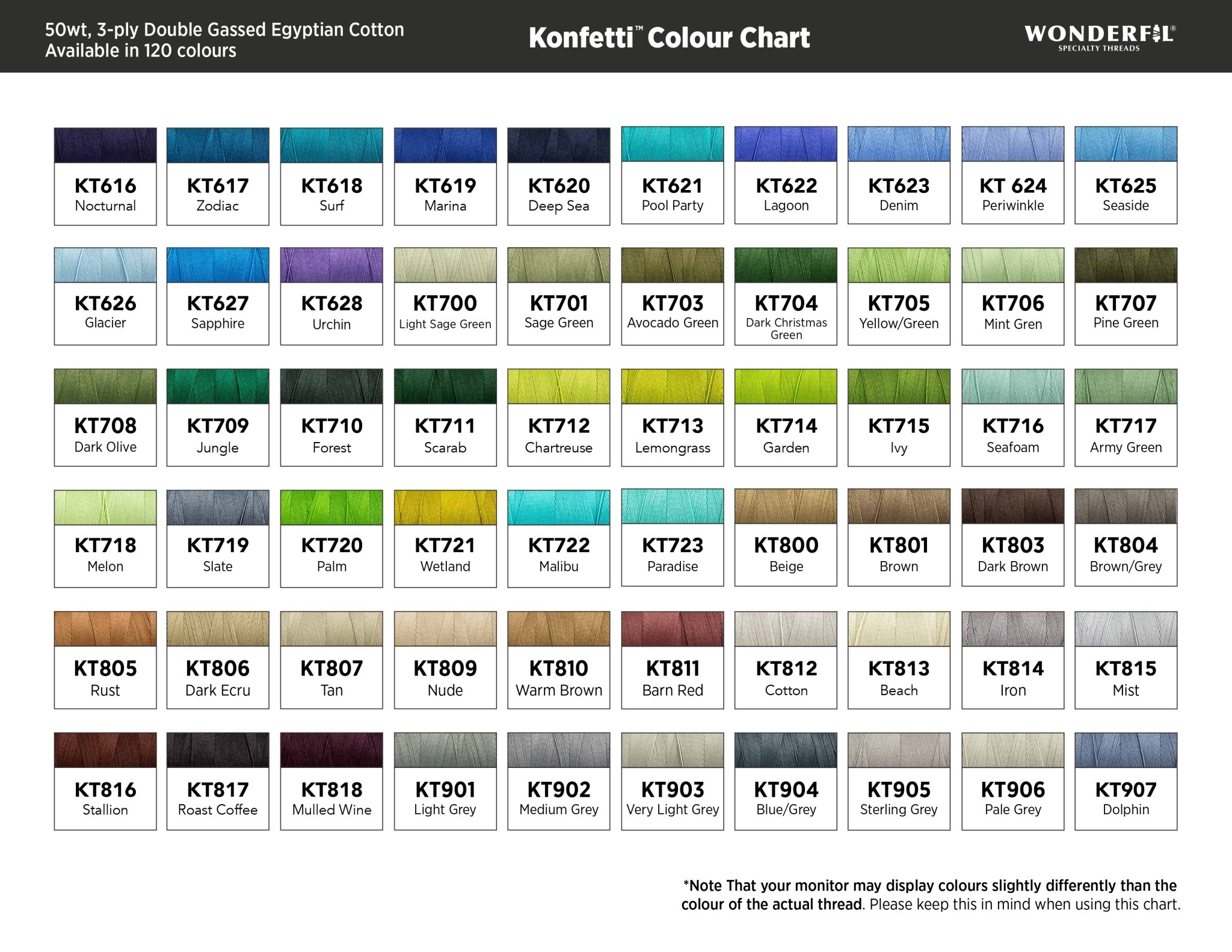 WonderFil Konfetti Fil coton 50wt Konfetti au choix