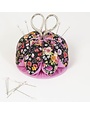 Dritz Coussin à épingles en forme de dôme à motif floral noir et rose