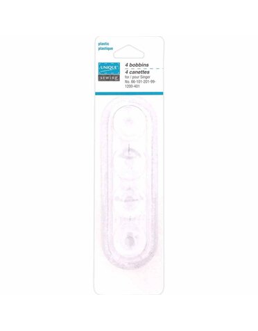 Unique UNIQUE SEWING Plastic Bobbins - Singer Machine Class 66 - 4pcs
