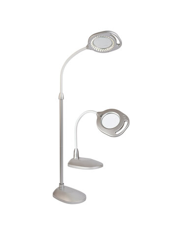 Ottlite Lampe sur pied et sur table avec loupe 2 en1 LED Ottlite  silver