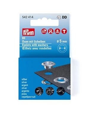 Prym Prym oeillets avec rondelles 5 mm argent, paquet de 80