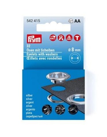 Prym Prym eyelets with washers 8mm refill silver 32pc
