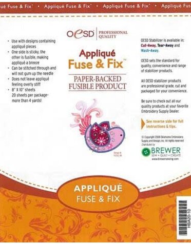OESD Applique Fuse & Fix 10" x 8" sheets