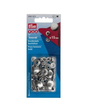 Prym Prym Vario Anorak 15 mm refill silver 10pc