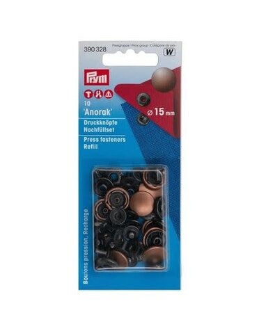 Prym Prym Vario boutons pression Anorak 15 mm cuivre antique 10 mcx