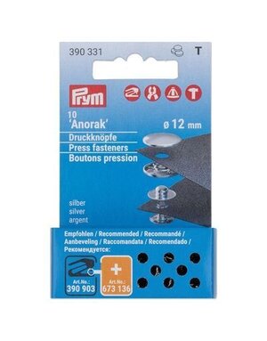 Prym Prym Vario boutons pression Anorak 12 mm argent 10pc