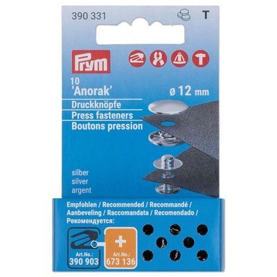 Prym Prym Vario boutons pression Anorak 12 mm argent 10pc