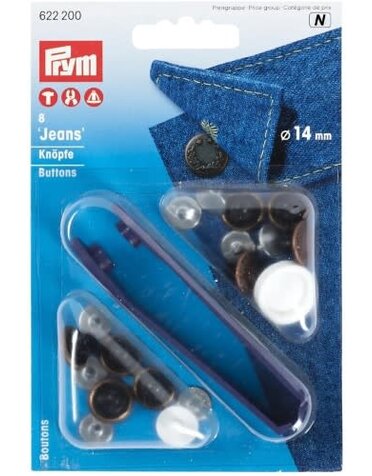 Prym Prym jeans buttons with tools 14mm, Laurel wreath antique copper 8pc