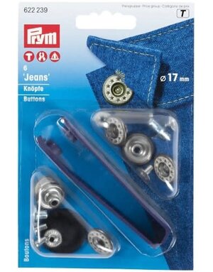 Prym Prym boutons jeans avec outils 17 mm, étoiles ajourées, laiton givré/antique, paquet de 6