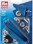 Prym Prym Jeans Buttons with tools 17mm open Stars frosted/antique brass 6pc