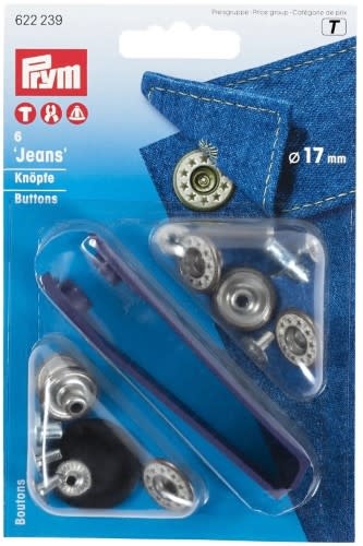 Prym Prym boutons jeans avec outils 17 mm, étoiles ajourées, laiton givré/antique, paquet de 6