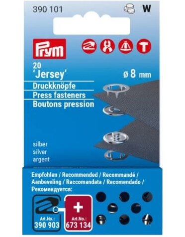 Prym Prym Jersey snaps 8mm refill silver 20pc