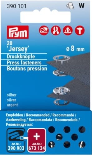 Prym Prym Jersey snaps 8mm refill silver 20pc