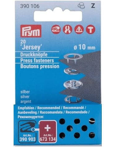 Prym Prym Jersey snaps 10mm refill silver 20pc