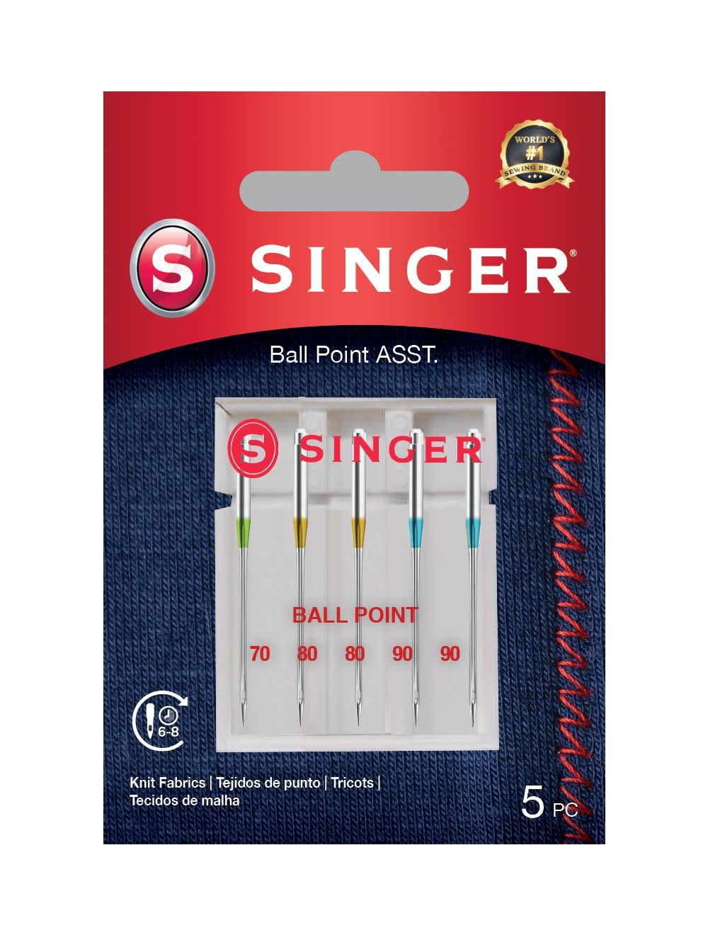 Singer Singer ball point needles assorted sizes 5-Pack