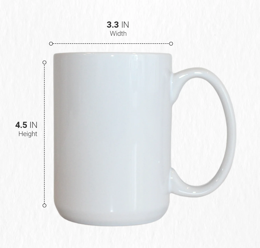 Pénélope 15 oz White Sublimation Mug – AAA Coating, Color Printing, Reinforced Styrofoam Packaging