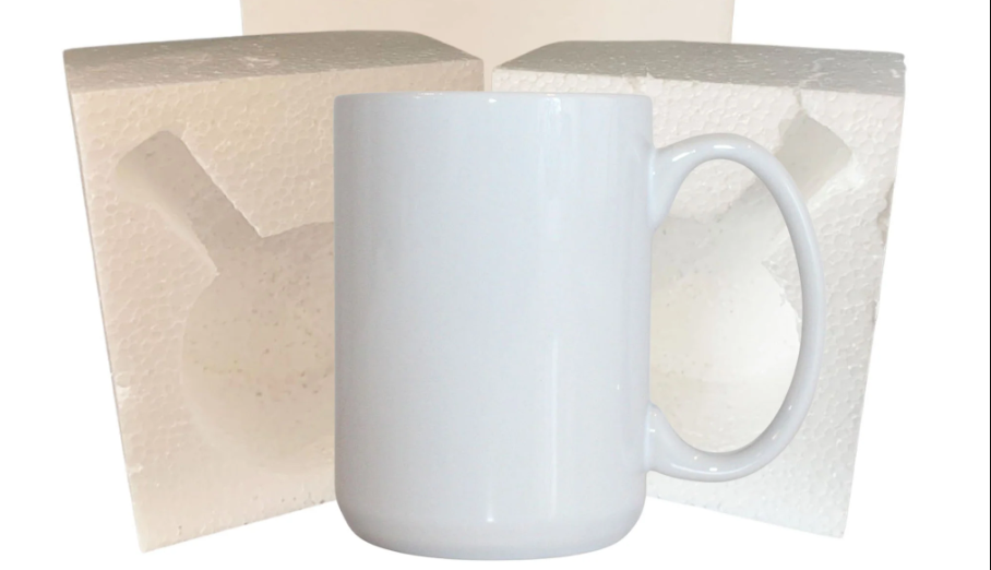 Pénélope 15 oz White Sublimation Mug – AAA Coating, Color Printing, Reinforced Styrofoam Packaging