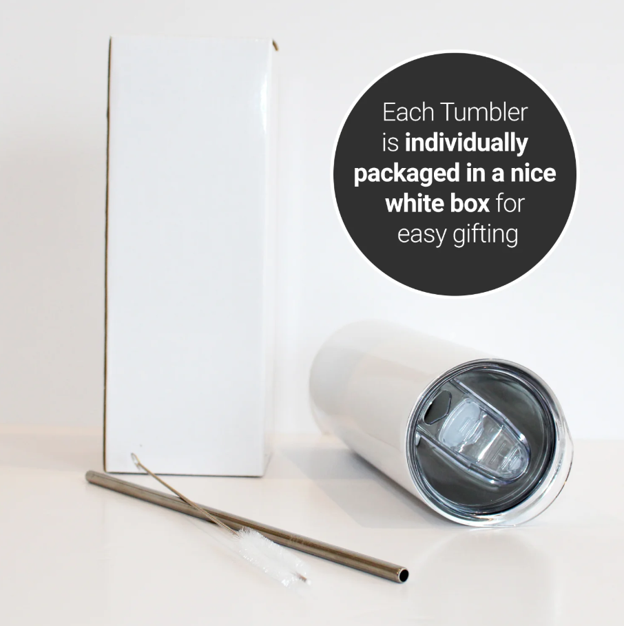 Pénélope Bouteille Sublimation 20oz droite Fine, paille en acier inoxydable, brosse de nettoyage wraps et fond en caoutchouc séparé