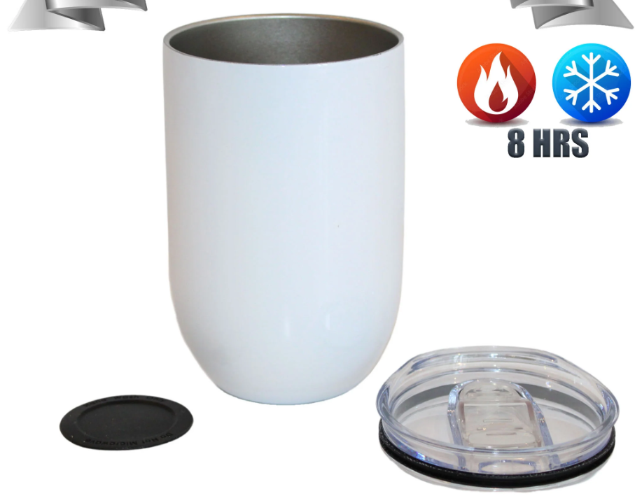Pénélope Gobelet à vin à sublimation en acier inoxydable blanc de 12oz