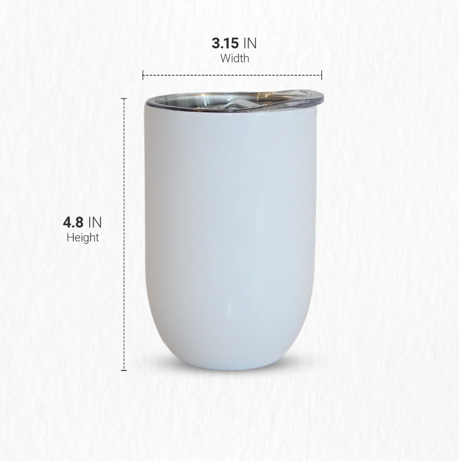 Pénélope 12oz White Stainless Steel Sublimation Wine Tumbler
