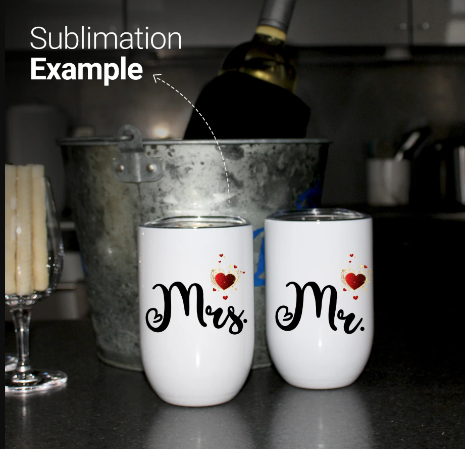 Pénélope 12oz White Stainless Steel Sublimation Wine Tumbler