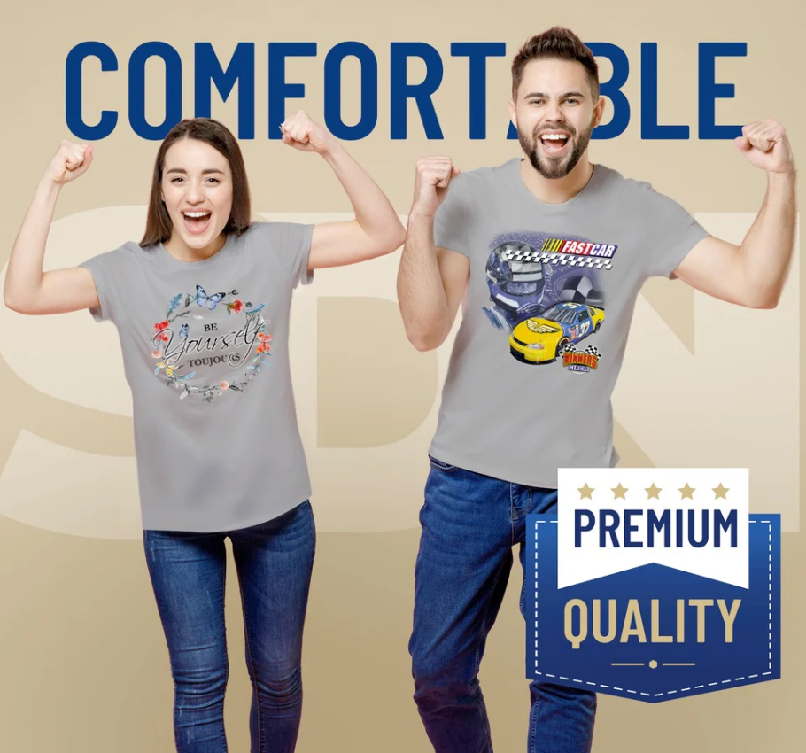 Pénélope T-shirts de sublimation pour adultes super doux (95 % polyester-5 % élasthanne)